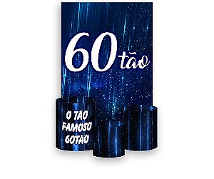 Painel De Festa Vertical 1,50 x 2,20 + Trio De Capas Cilindro - 60 Anos 60TÃO Azul 095
