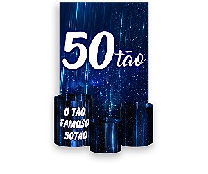 Painel De Festa Vertical 1,50 x 2,20 + Trio De Capas Cilindro - 50 Anos 50TÃO Azul 099