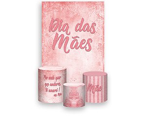 Painel De Festa Vertical 1,50 x 2,20 + Trio De Capas Cilindro - Dia das Mães Rose 038