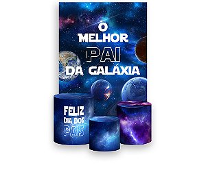 Painel De Festa Vertical 1,50 x 2,20 + Trio De Capas Cilindro - Dia dos Pais Melhor Pai da Galáxia 057