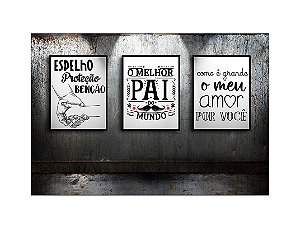 Fundo Fotográfico 2,20 x 1,50 - Dia dos Pais parede com Quadros e Frases 148