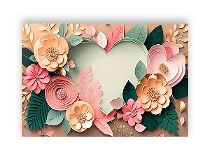 Fundo Fotográfico 2,20 x 1,50 - Moldura de Coração Floral 073