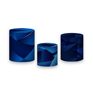 Trio De Capas De Cilindro - Geométrico Azul com Dourado 023