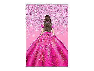 Painel De Festa Vertical 1,50 x 2,20 - Princesa Pink Efeito Glitter 204