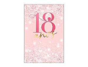 Painel De Festa Vertical 1,50 x 2,20 - 18 Anos Rosa Suave Efeito Glitter 215