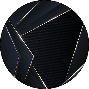 Painel De Festa Redondo 1,50x1,50 - Geométrico Preto com Dourado 097