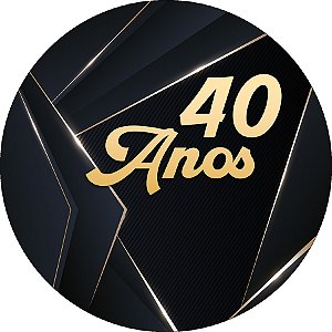 Painel De Festa Redondo 1,50x1,50 - 40 Anos Preto com Dourado 328