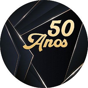Painel De Festa Redondo 1,50x1,50 - 50 Anos Preto com Dourado 330