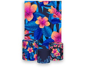 Painel De Festa Vertical 1,50 x 2,20 + Trio De Capas Cilindro - Farofa Tropical 026