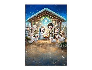 Painel De Festa Vertical 1,50 x 2,20 - Natal Cristão Cute 041