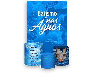 Painel De Festa Vertical 1,50 x 2,20 + Trio De Capas Cilindro - Evangélico Batismo nas Águas Azul 047