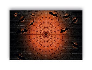 Fundo Fotográfico 2,20 x 1,50 - Halloween Alaranjado com Teias de Aranha 015