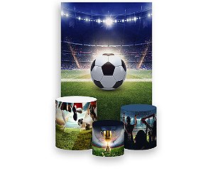 Painel De Festa Vertical 1,50 x 2,20 + Trio De Capas Cilindro - Campo de Futebol 021