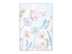 Painel De Festa Vertical 1,50 x 2,20 - Borboletas Azul e Rosa Aquarela 054