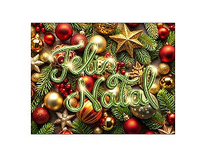 Painel de Festa Horizontal 1,55 X 1,20 - Feliz Natal Vermelho e Verde 004