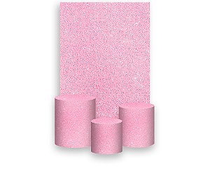 Painel De Festa Vertical 1,50 x 2,20 + Trio De Capas Cilindro - Efeito Glitter Rosa Médio 089