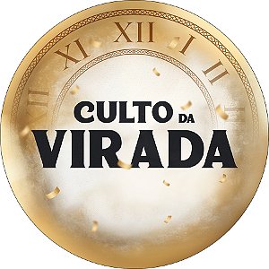 Painel De Festa Redondo 1,50x1,50 - Culto de Virada 365 Dias Folhas Douradas 052