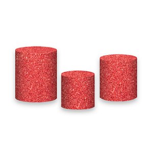 Trio De Capas De Cilindro - Efeito Glitter Vermelho 107