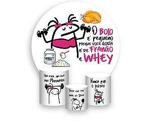 Painel De Festa Redondo 1,50 x 1,50 + Trio De Capas Cilindro - Academia Flork Maromba 023
