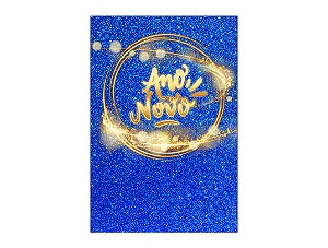 Painel De Festa Vertical 1,50 x 2,20 - Ano Novo Azul e Dourado 019