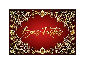 Fundo Fotográfico 2,20 x 1,50 - Boas Festas Vermelho com Arabesco 015