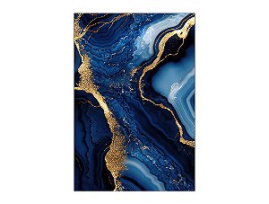 Painel De Festa Vertical 1,50 x 2,20 - Efeito Mármore Azul com Dourado 103