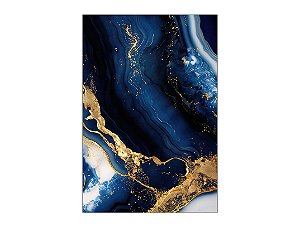 Painel De Festa Vertical 1,50 x 2,20 - Efeito Marmorizado Azul com Dourado 104