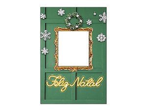 Painel De Festa Vertical Interativo 1,50x2,20 - Feliz Natal Boiserie Verde 055
