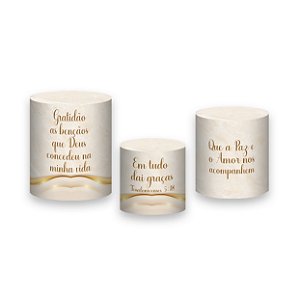 Trio De Capas De Cilindro - Ação de Graças Bege com Dourado 076