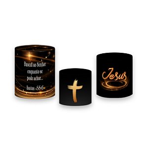 Trio De Capas De Cilindro - Congresso Cristão Preto e Dourado 049