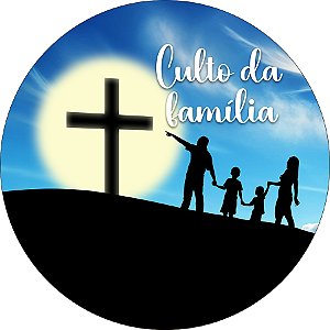 Painel De Festa Redondo 1,50x1,50 - Culto da Familia Cruz e Céu 060