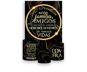 Painel De Festa Vertical 1,50 x 2,20 + Trio De Capas Cilindro - Confraternização Preto com Dourado 027