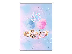 Painel De Festa Vertical 1,50 x 2,20 - Doces Tom Azul e Rosa 026