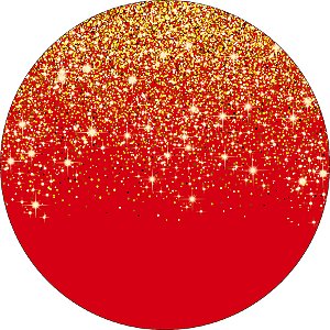 Painel De Festa Redondo 1,50x1,50 - Vermelho Efeito Glitter Dourado 201