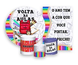 Kit 2 Painéis De Festa + Trio De Capas Cilindro - Volta as Aulas Material Escolar 010