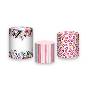Trio De Capas De Cilindro - Batom Rosa Maquiagem 008