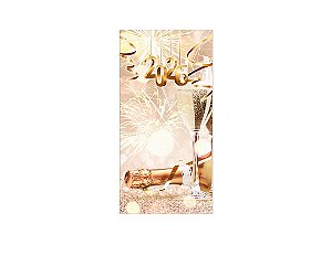 Painel De Festa Vertical 1,00 x 2,00 - Ano Novo Fogos Dourado 011
