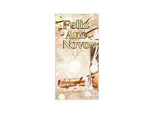 Painel De Festa Vertical 1,00 x 2,00 - Ano Novo Fogos Dourado 011