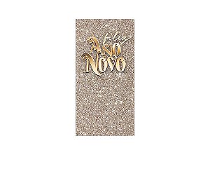 Painel De Festa Vertical 1,00 x 2,00 - Feliz Ano Novo Bronze e Dourado 020