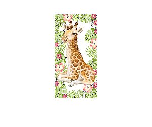 Painel De Festa Vertical 1,00 x 2,00 - Girafa Safari Florido 010