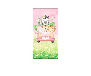 Painel De Festa Vertical 1,00 x 2,00 - Safari Cute Rosa 019
