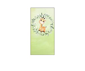 Painel De Festa Vertical 1,00 x 2,00 - Safari Girafinha Frame Folhas Verde 061
