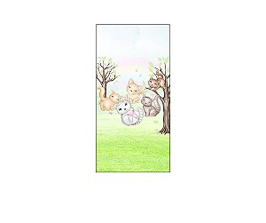 Painel De Festa Vertical 1,00 x 2,00 - Gatinhos no Jardim Aquarela 062