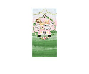 Painel De Festa Vertical 1,00 x 2,00 - Safari Aquarela com Flores 076