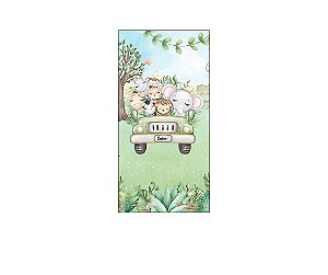 Painel De Festa Vertical 1,00 x 2,00 - Safari Folhas Aquarela 078