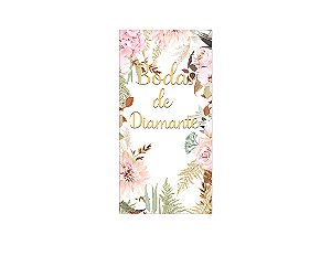 Painel De Festa Vertical 1,00 x 2,00 - Bodas de Diamante Floral 029