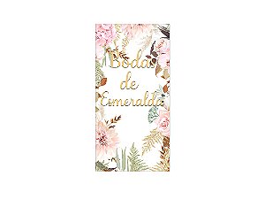 Painel De Festa Vertical 1,00 x 2,00 - Bodas de Esmeralda Floral 030