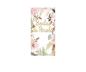 Painel De Festa Vertical 1,00 x 2,00 - Bodas de Pérola Floral 032