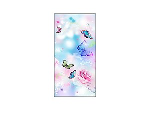 Painel De Festa Vertical 1,00 x 2,00 - Borboletas Azul e Rosa 003