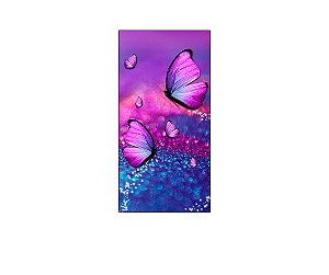 Painel De Festa Vertical 1,00 x 2,00 - Borboletas Azul e Rosa Efeito Glitter 005